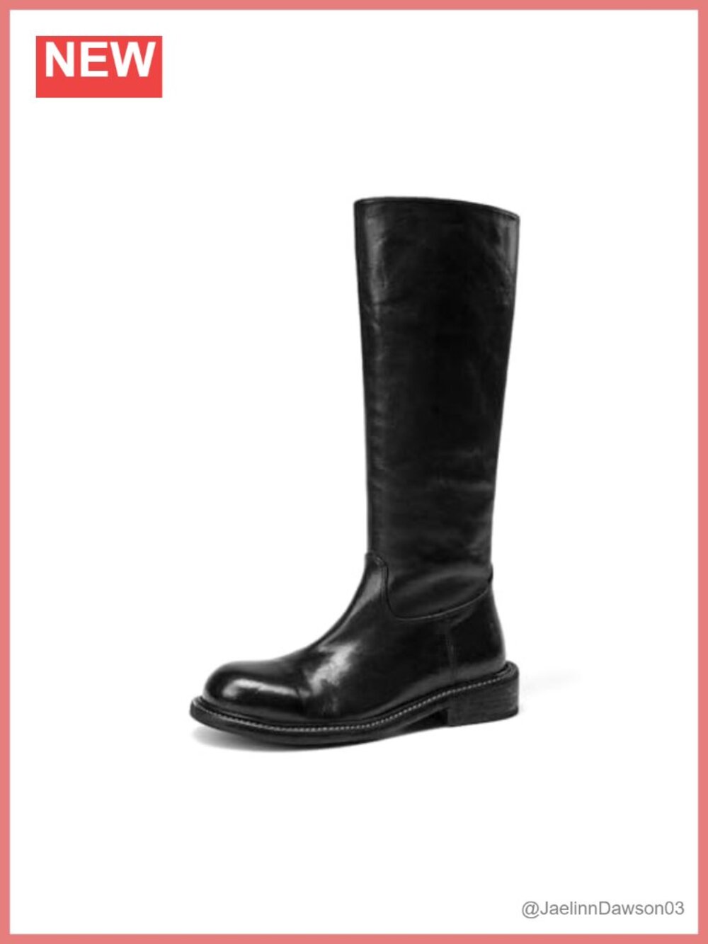 Knee High Boots Horsehide Side Zipper Low Heel Tall Riding Boots